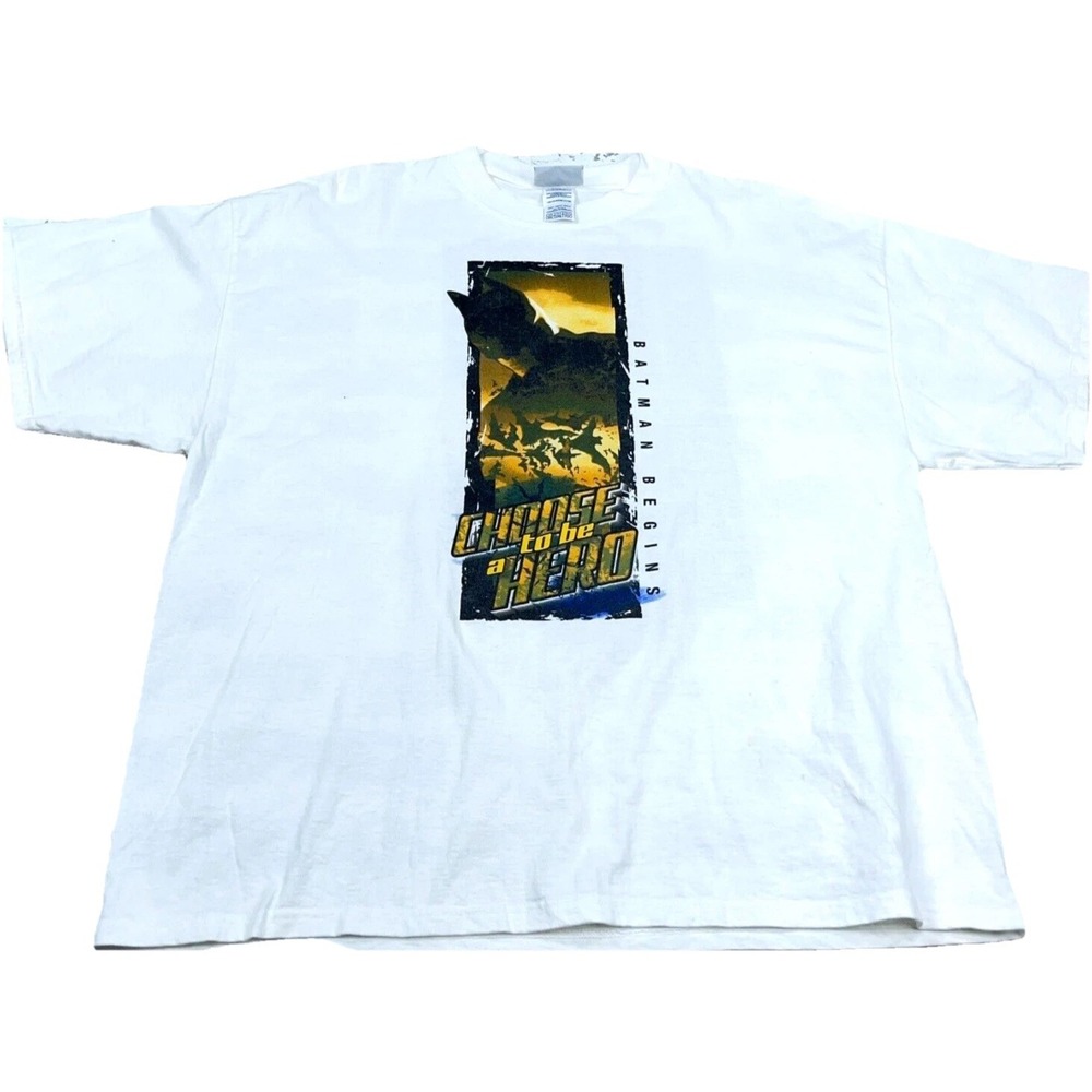 Vintage Mark Martin Batman Begins Shirt Men XXL 2XL White Y2K Movie Promo Nascar